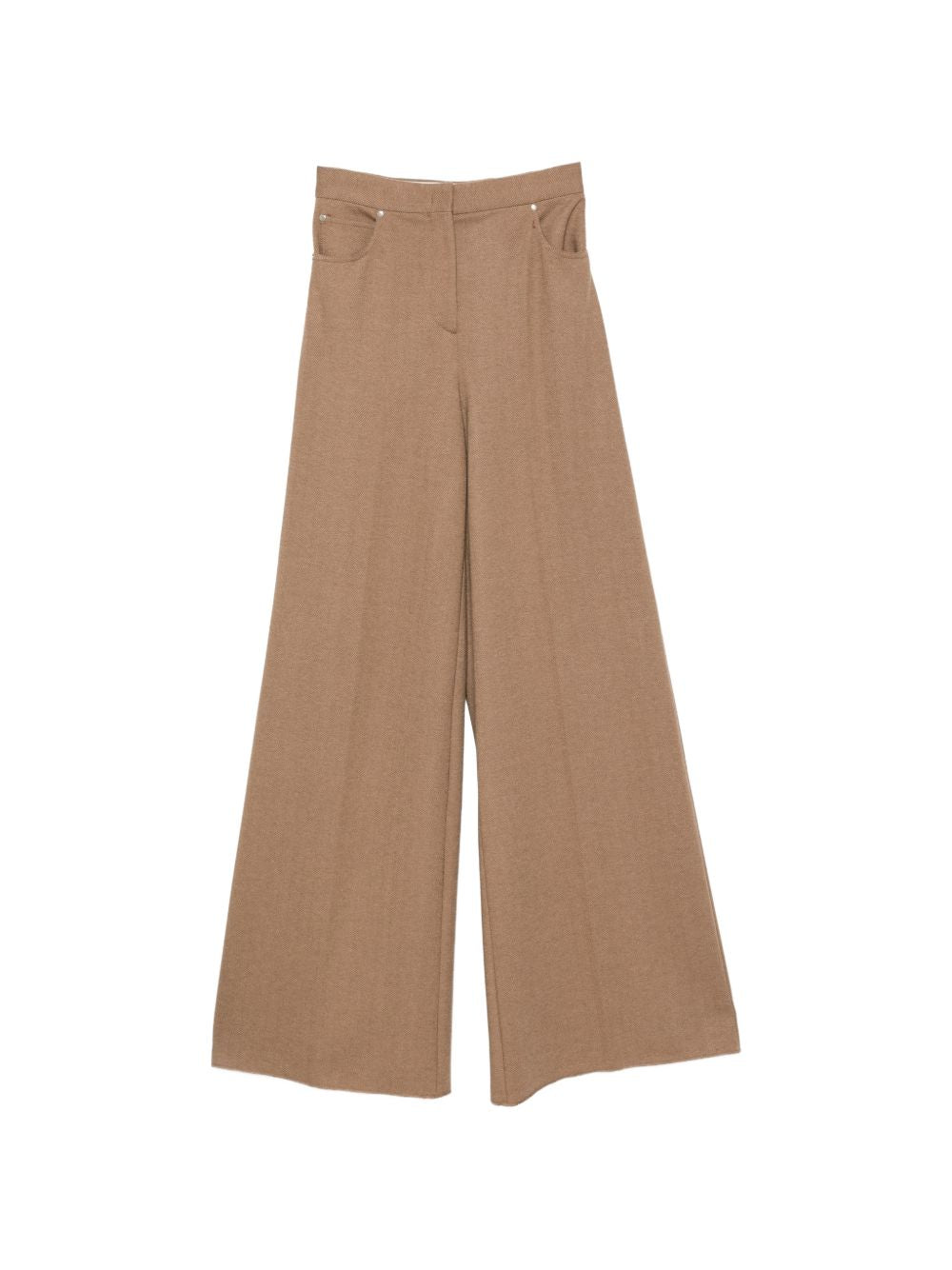 MAX MARA Pantaloni cammello svasati sul fondo in lana