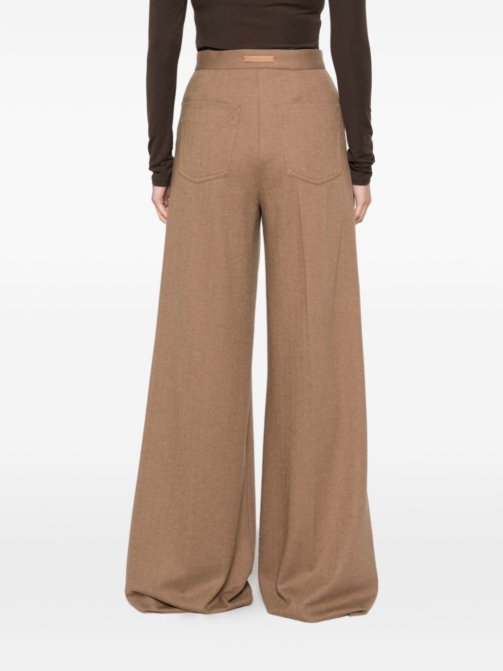 MAX MARA Pantaloni cammello svasati sul fondo in lana