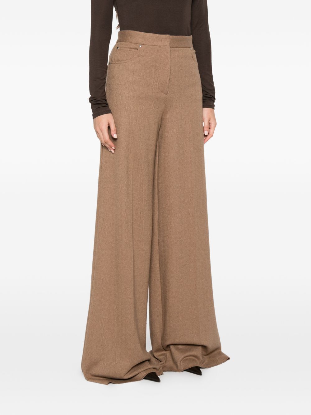 MAX MARA Pantaloni cammello svasati sul fondo in lana