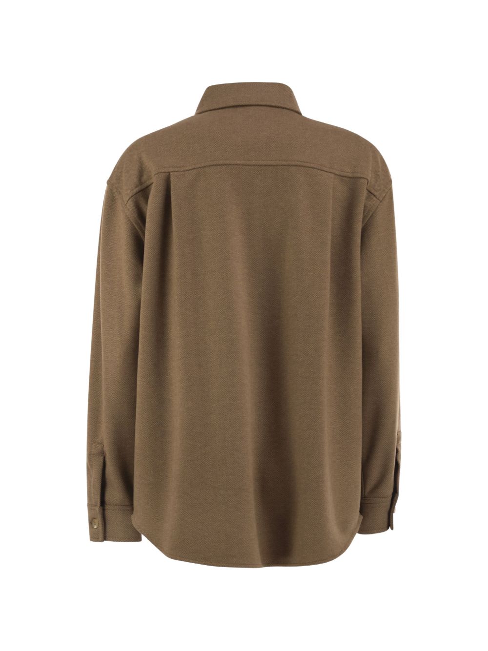 MAX MARA Camicia in lana marrone con tasche sul petto