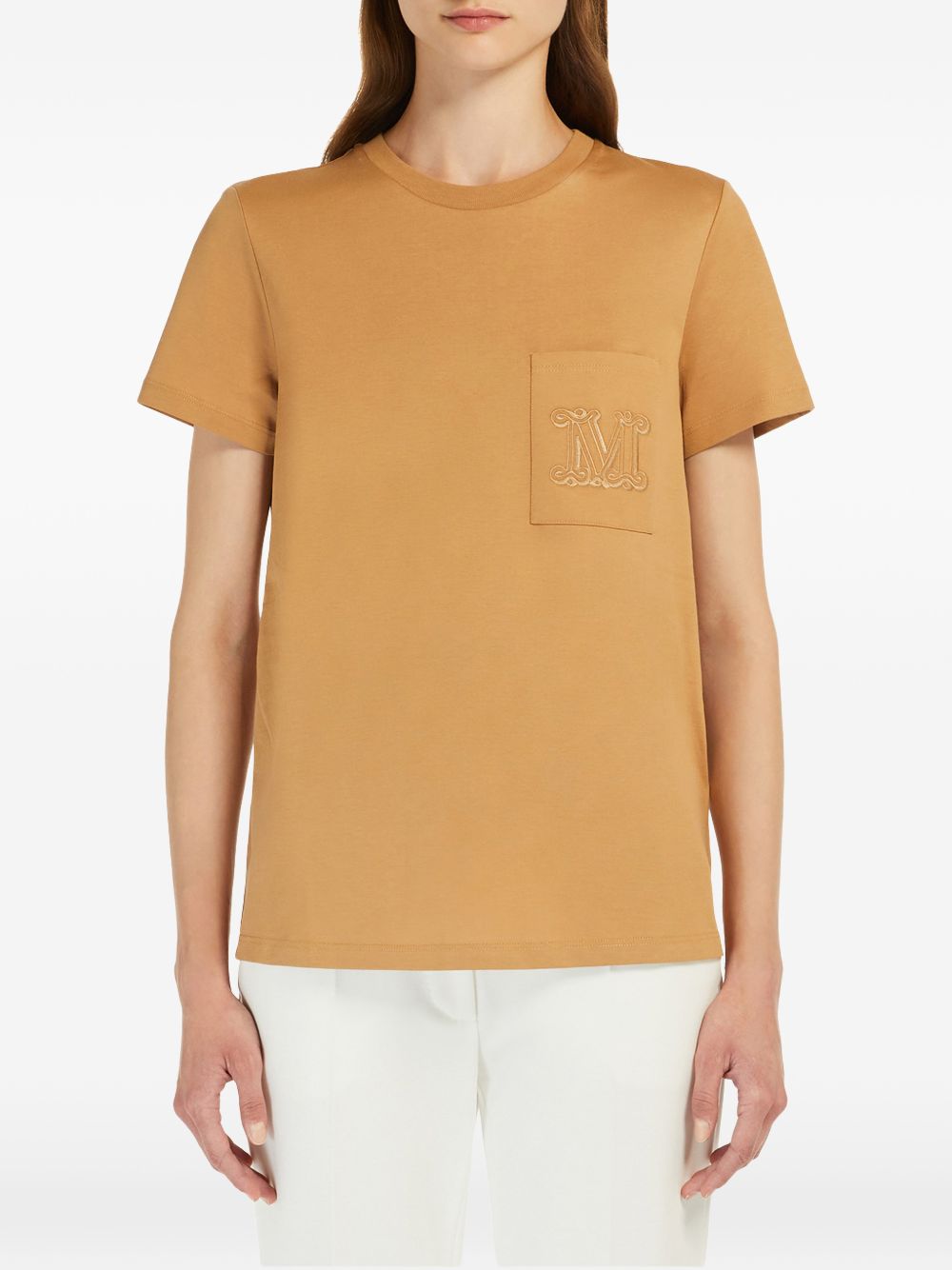 MAX MARA T-shirt Papaia arancione con taschino sul petto