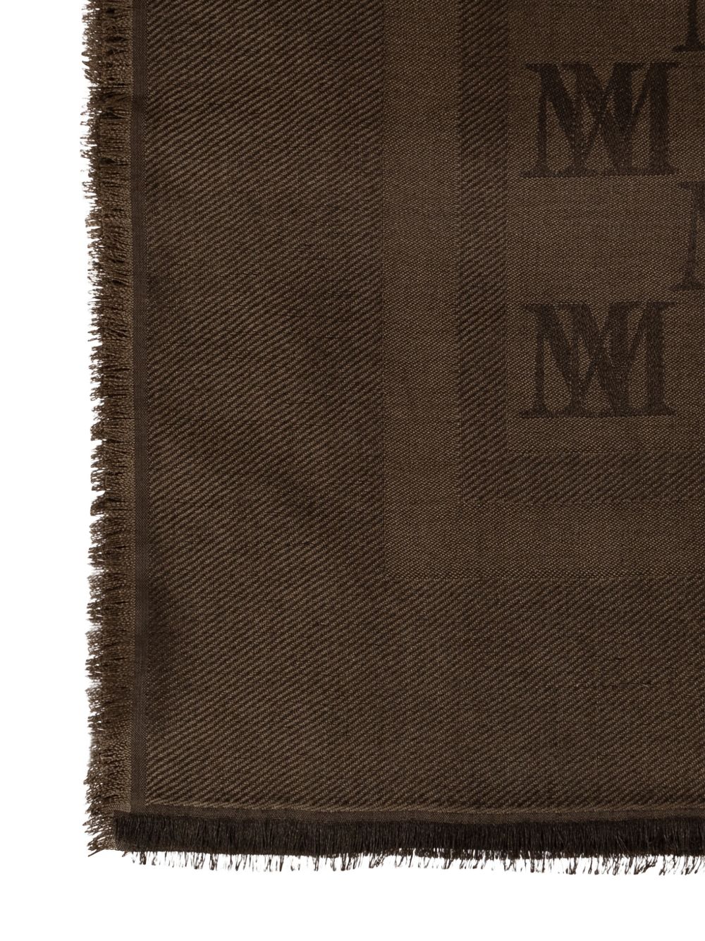 MAX MARA Sciarpa marrone in lana e seta con logo all-over