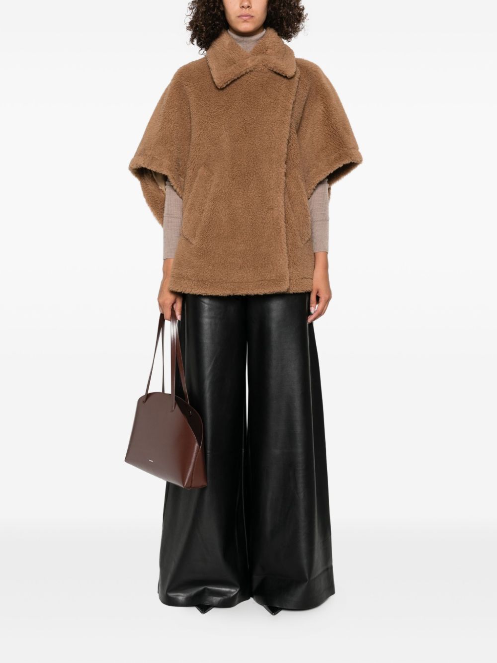 MAX MARA Mantella in tessuto teddy color cammello