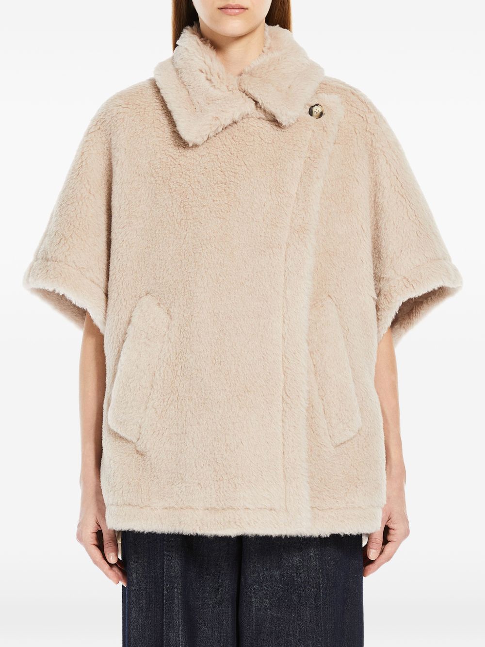 MAX MARA Mantella corta in tessuto teddy color beige