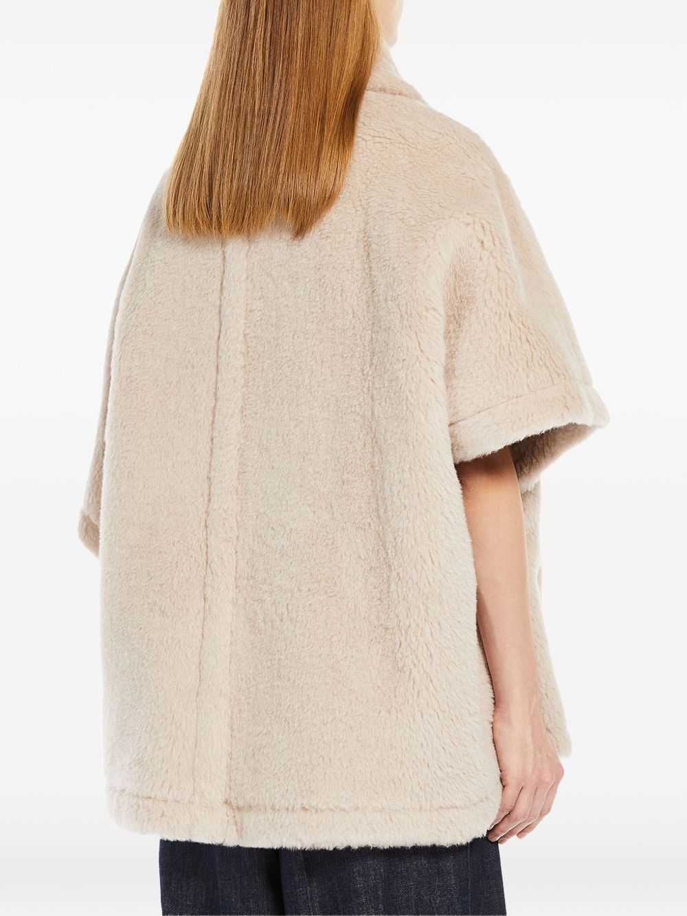 MAX MARA Mantella corta in tessuto teddy color beige