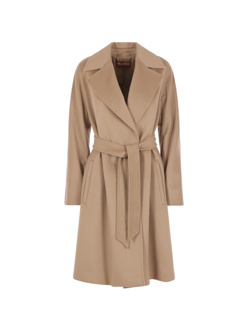 MAX MARA STUDIO Cappotto Cammello a Vestaglia in Lana