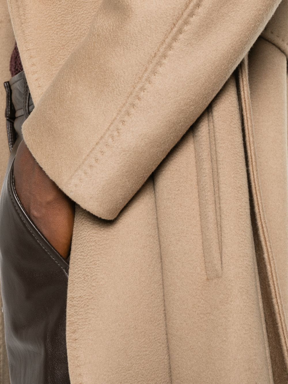 MAX MARA STUDIO Cappotto Cammello a Vestaglia in Lana