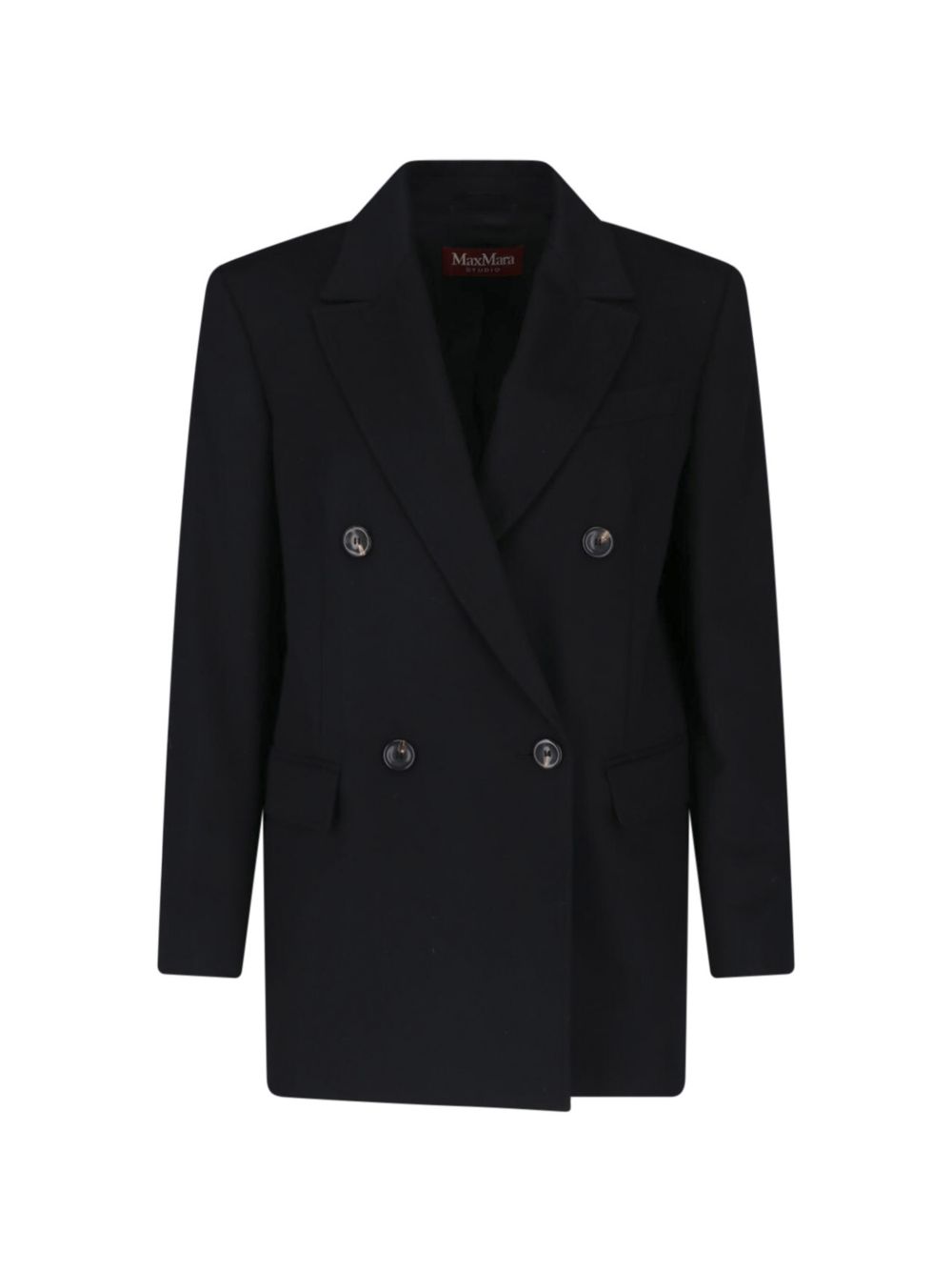 MAX MARA STUDIO Blazer Nero Doppiopetto in Lana