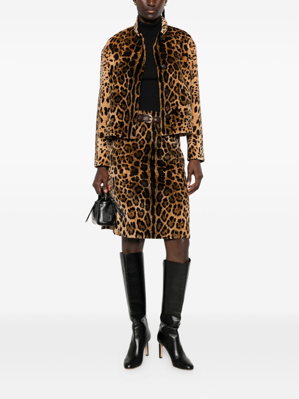 MAX MARA STUDIO Gonna Corta Leopardata in Velluto