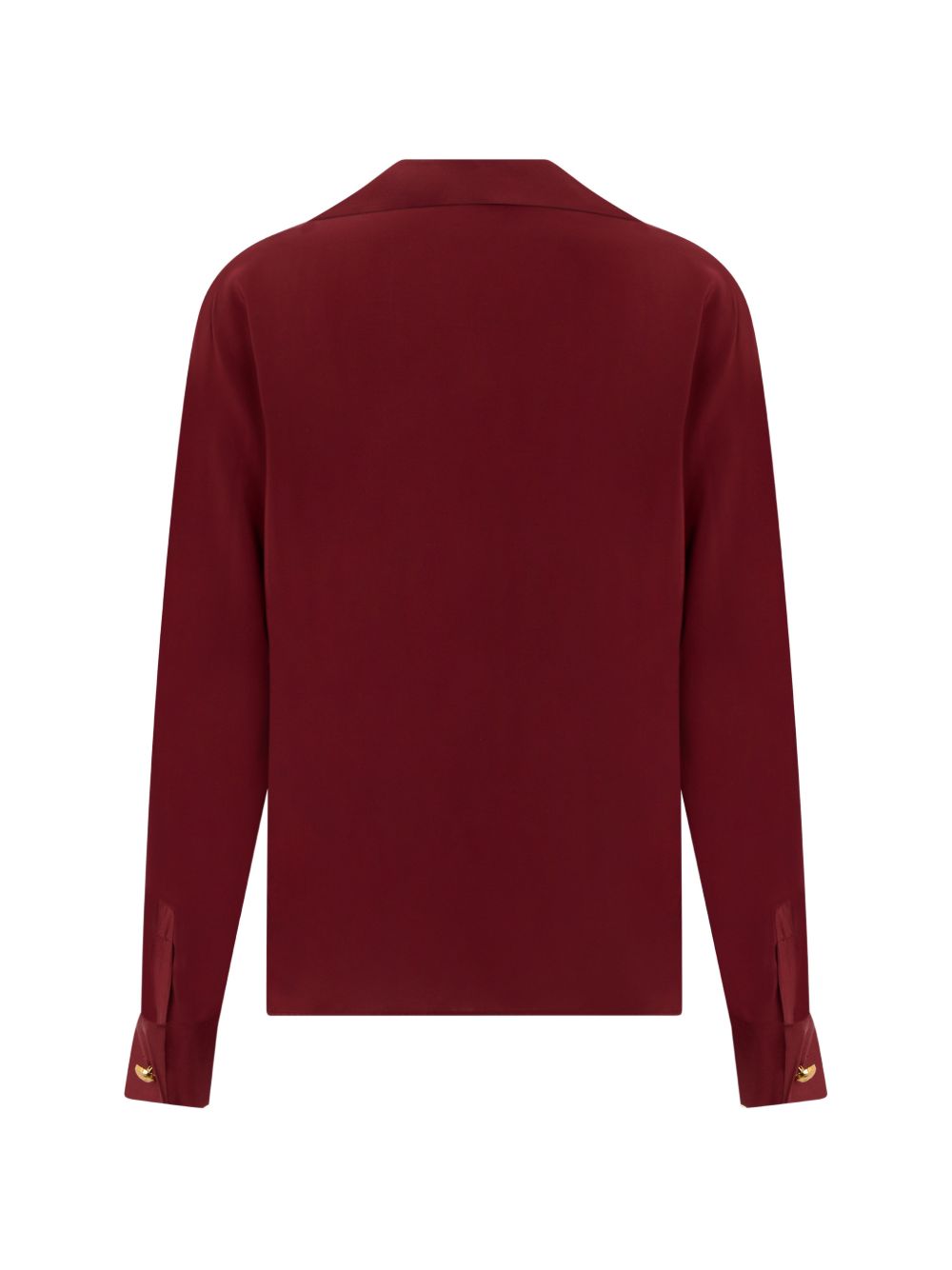 MAX MARA STUDIO Camicia rossa in seta semitrasparente con bottoni dorati