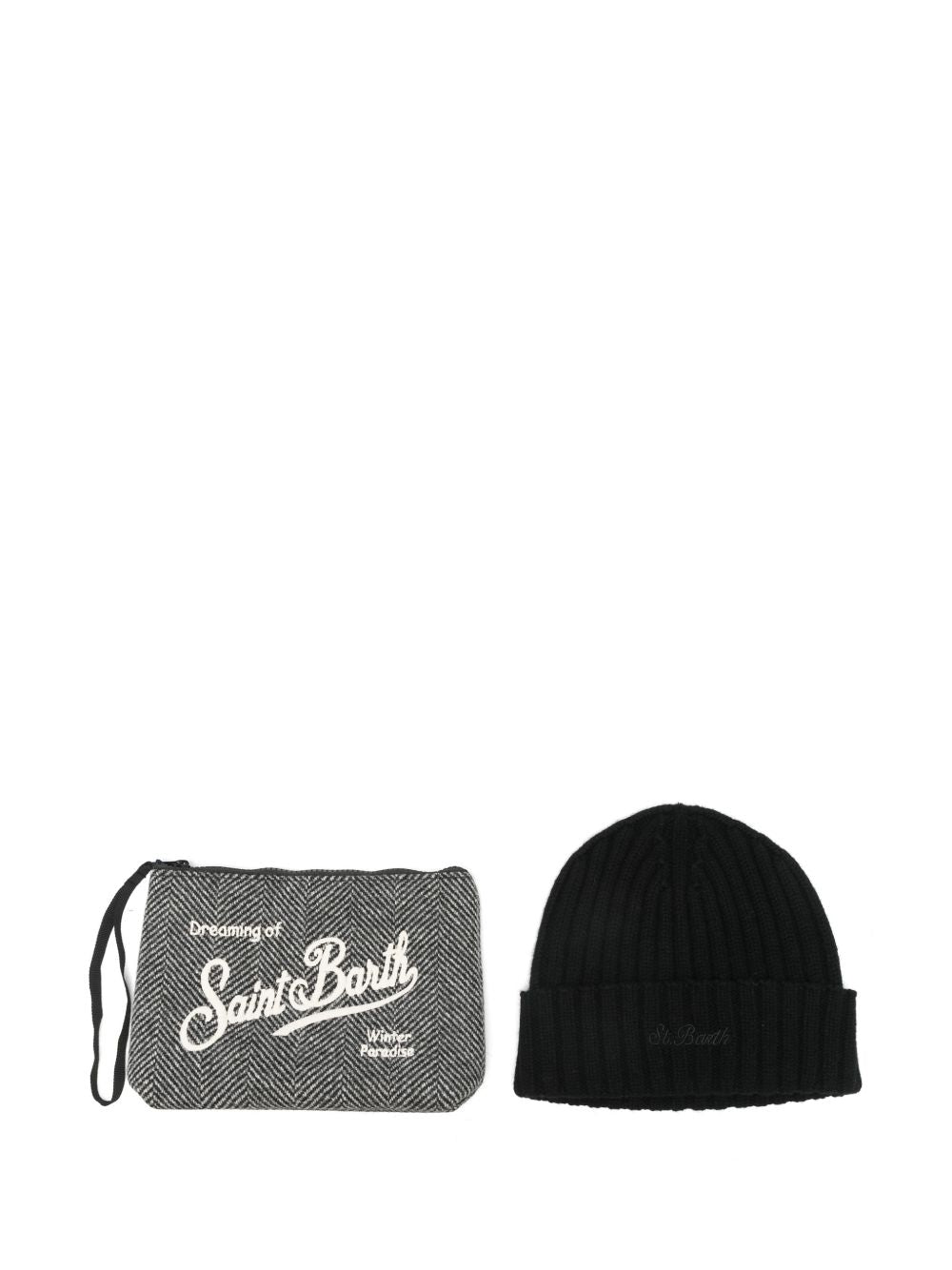 MC2 SAINT BARTH Christmas Box con Pochette spigata e berretto nero