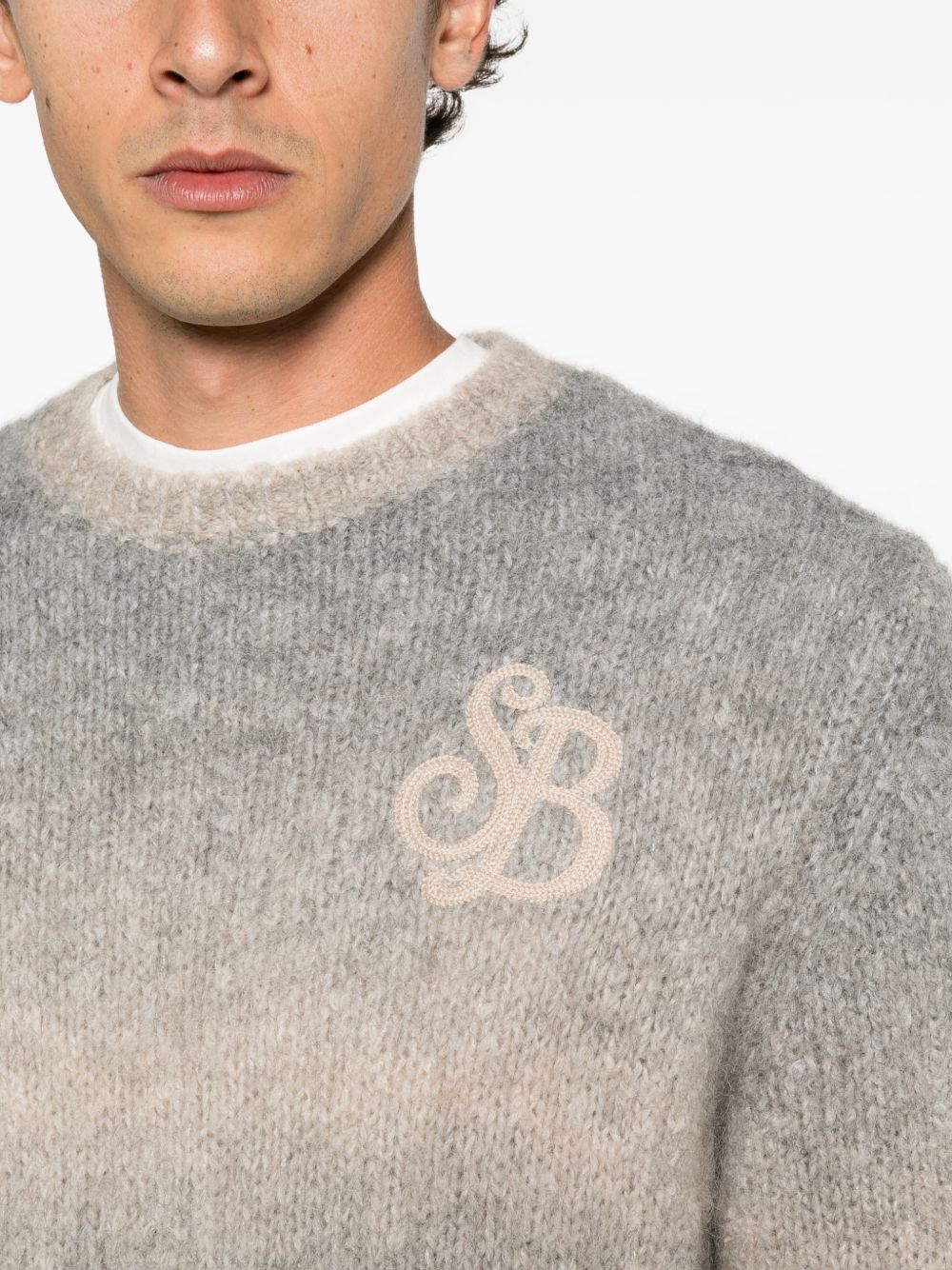 MC2 SAINT BARTH Maglia Dusk grigia in lana e alpaca con logo iniziali