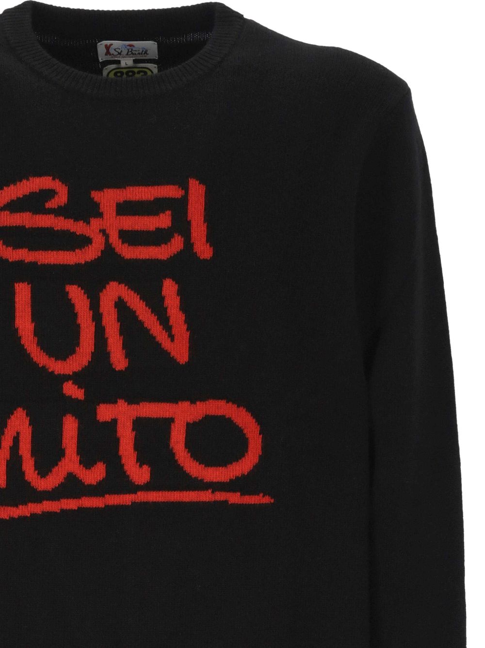 MC2 SAINT BARTH Maglia Heron nera in lana con scritta "Sei un mito"