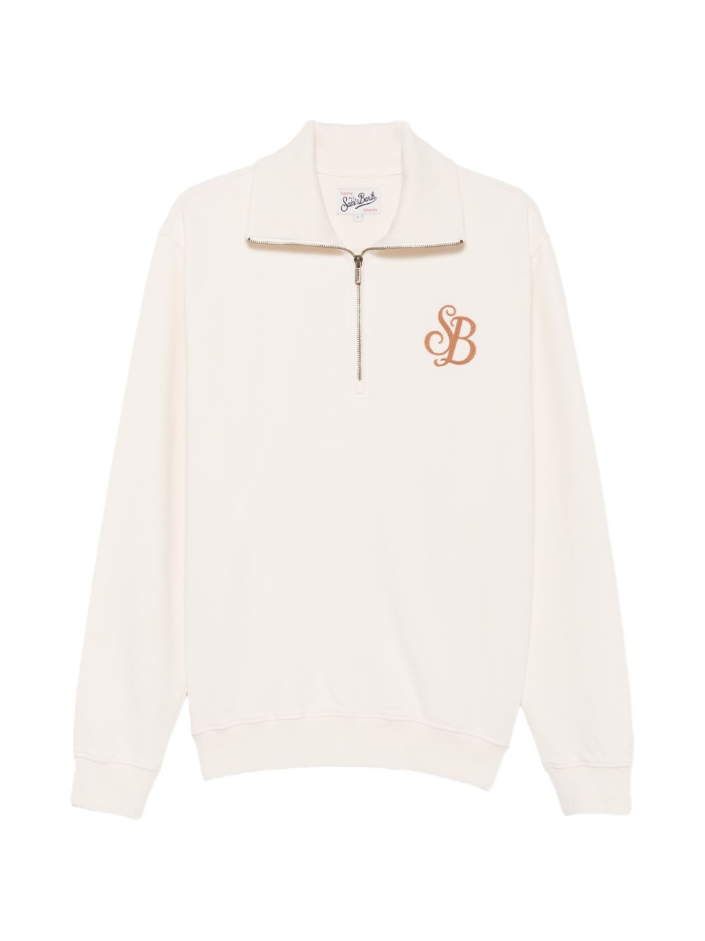 MC2 SAINT BARTH Maglia Huntley in cotone bianca con zip al collo