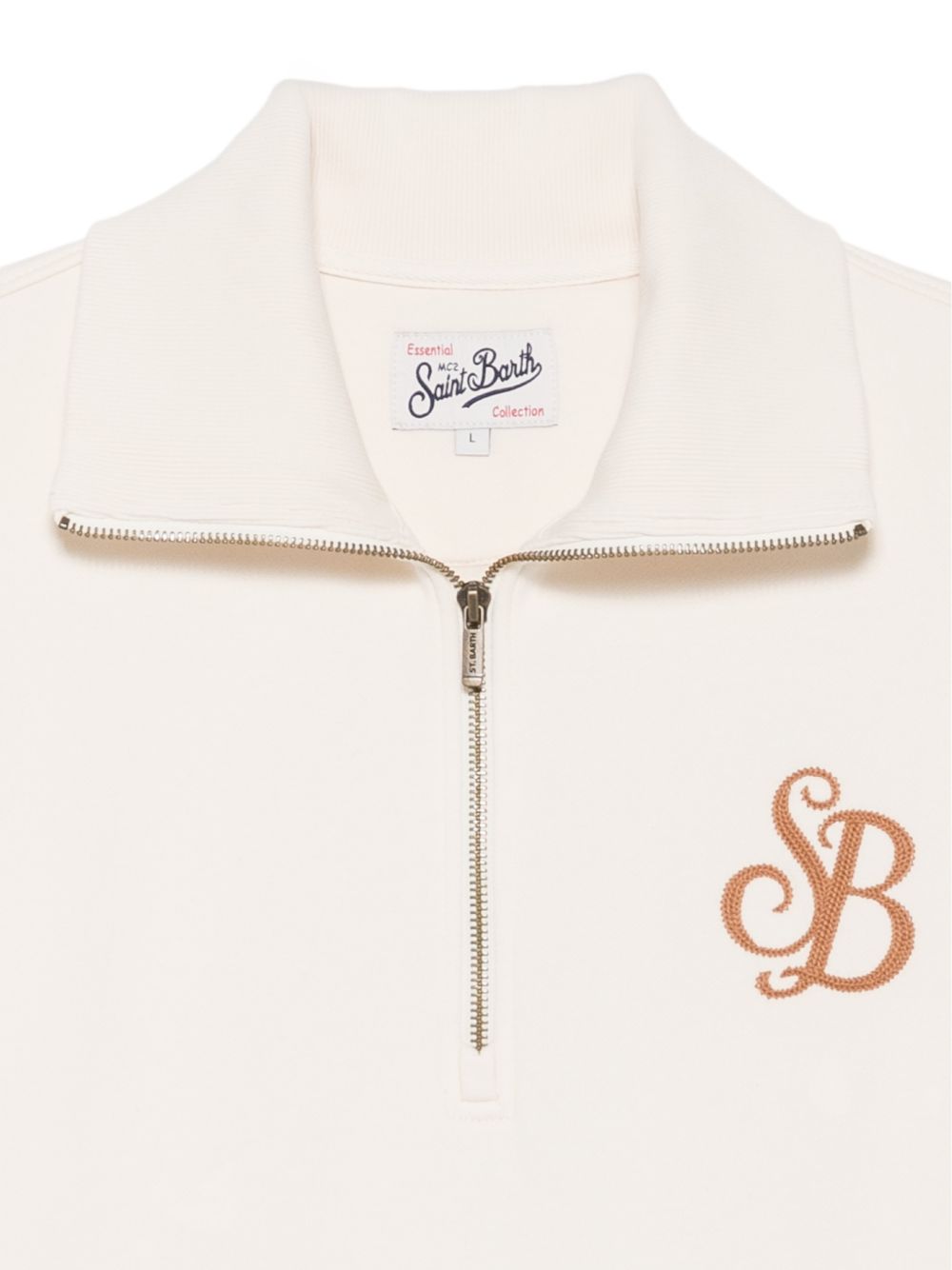 MC2 SAINT BARTH Maglia Huntley in cotone bianca con zip al collo
