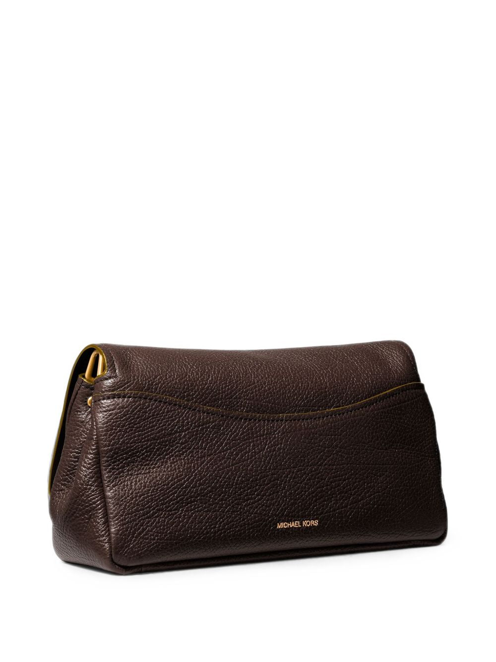 MICHAEL KORS Borsa in pelle marrone con placca logo dorata