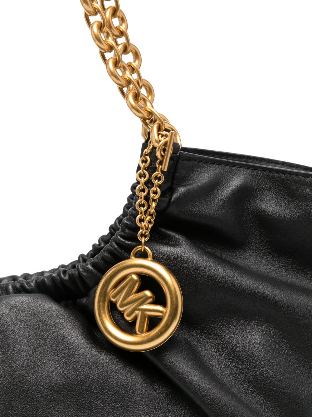 MICHAEL KORS Borsa hobo in pelle nera con charm MK