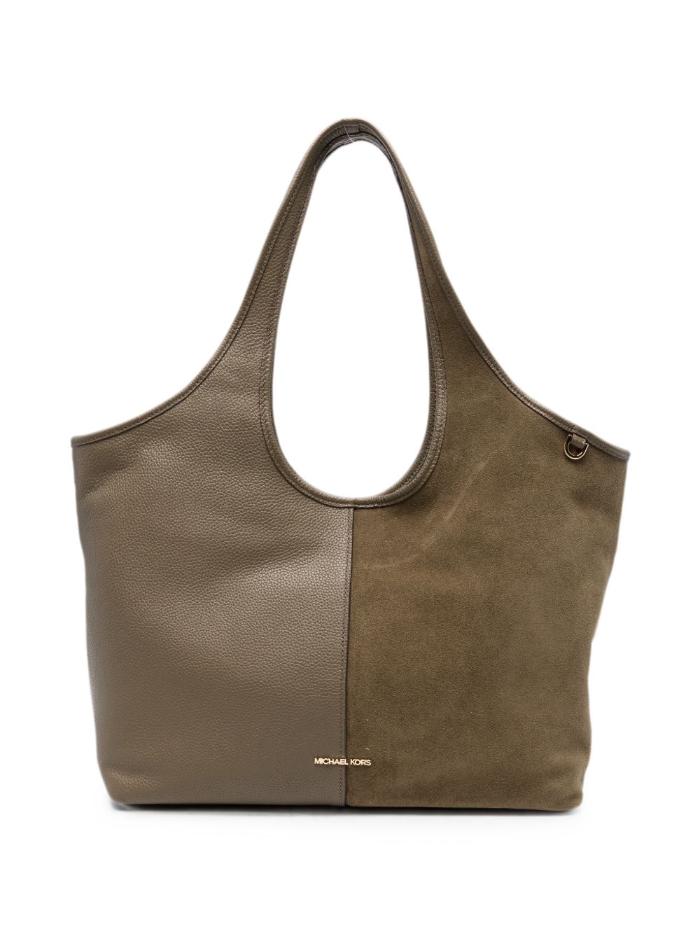 MICHAEL KORS Borsa shopping verde oliva con doppia texture pelle liscia e suede