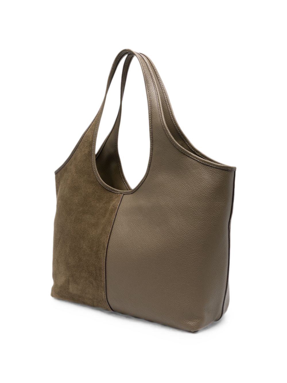 MICHAEL KORS Borsa shopping verde oliva con doppia texture pelle liscia e suede