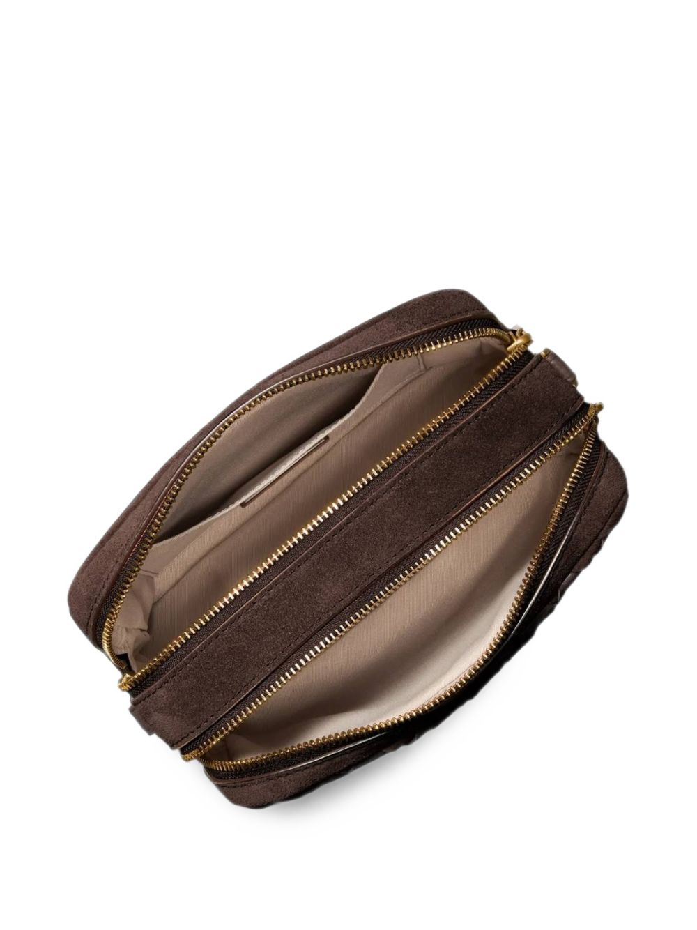 MICHAEL KORS Borsa a tracolla in pelle marrone intrecciata con catenina dorata