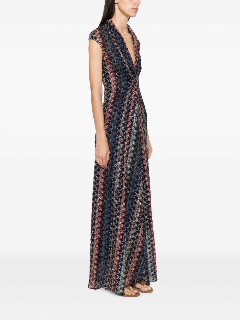 MISSONI Abito lungo multicolor senza maniche con scollo a V