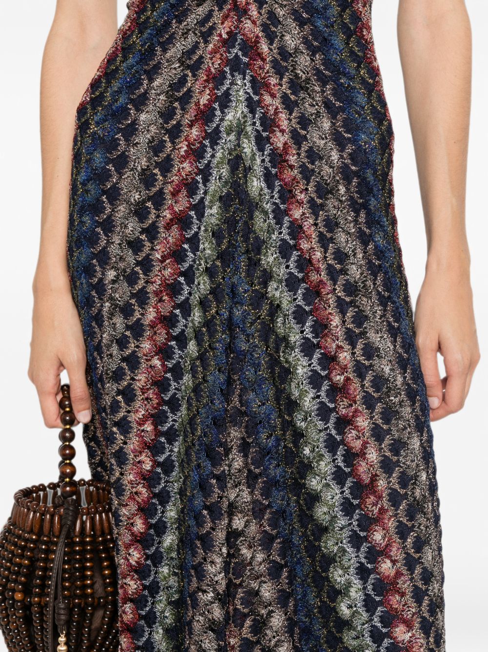MISSONI Abito lungo multicolor senza maniche con scollo a V