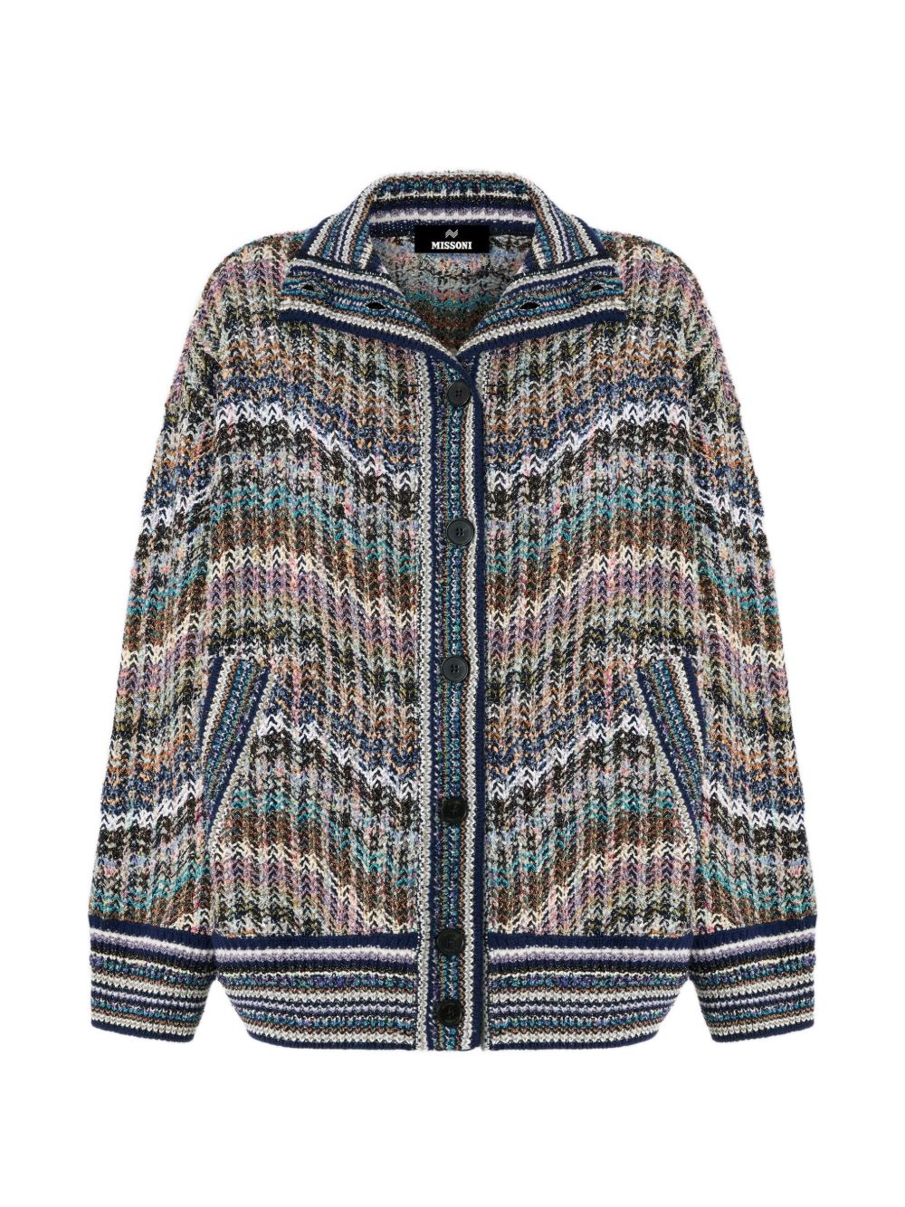 MISSONI Cardigan multicolore con tasche nelle tonalità del blu
