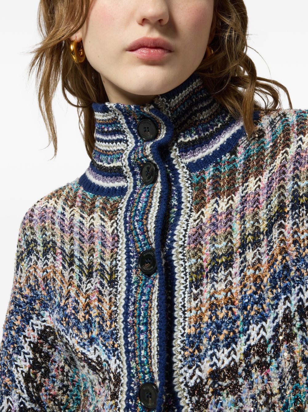 MISSONI Cardigan multicolore con tasche nelle tonalità del blu