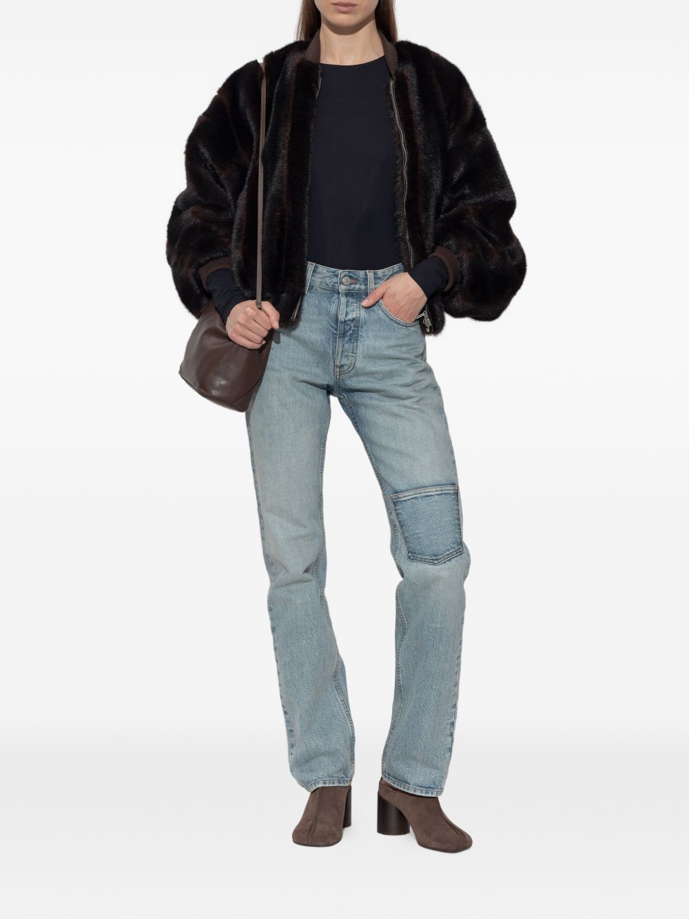 MM6 MAISON MARGIELA Bomber in eco pelliccia marrone