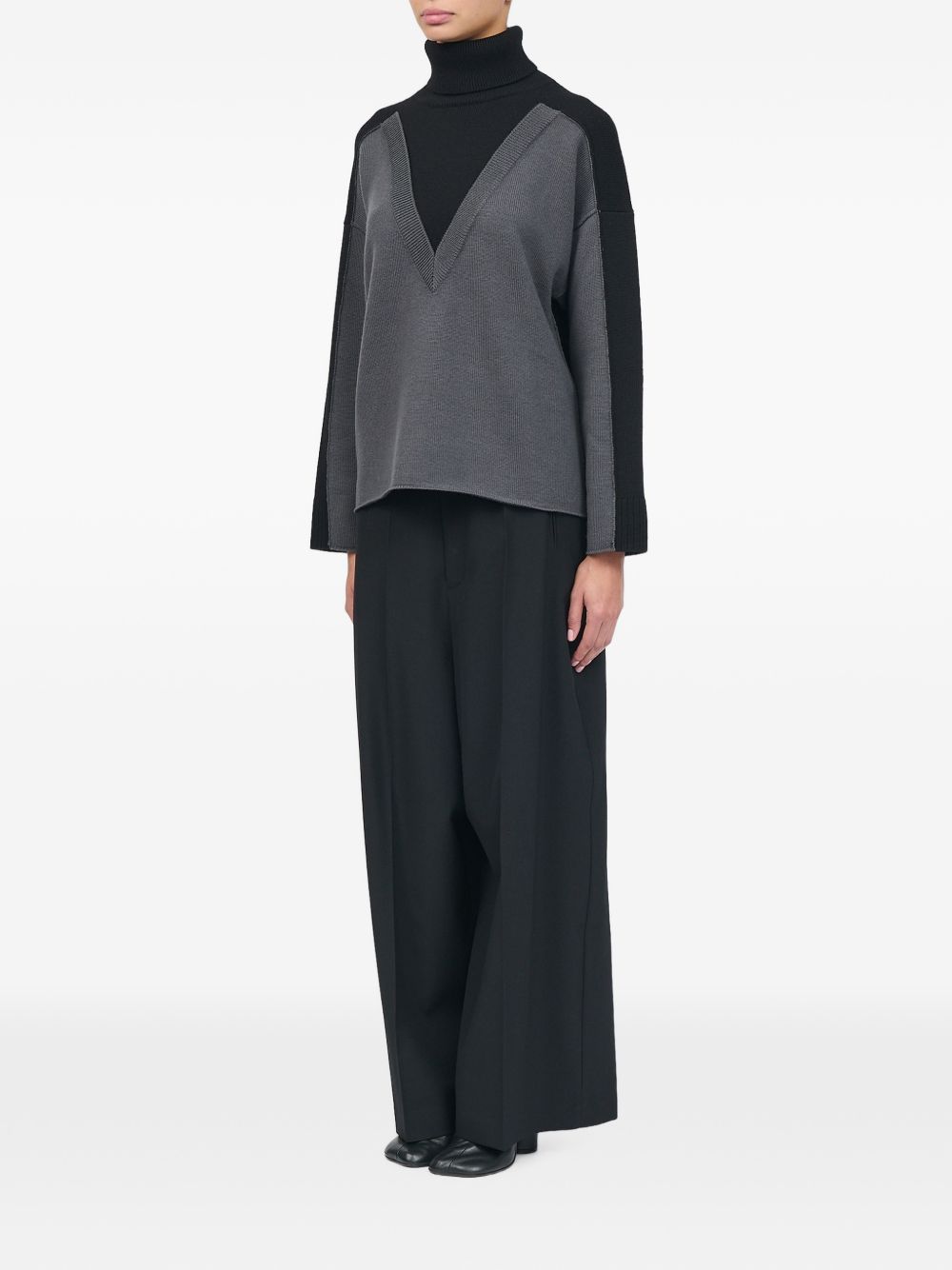 MM6 MAISON MARGIELA Maglia a collo alto in lana nero e grigio