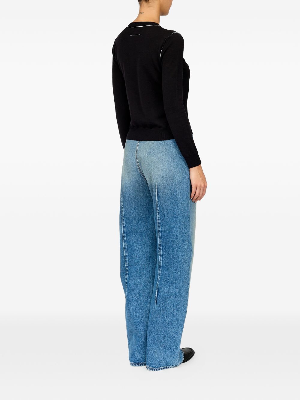 MM6 MAISON MARGIELA Maglia nera in lana con patch logo