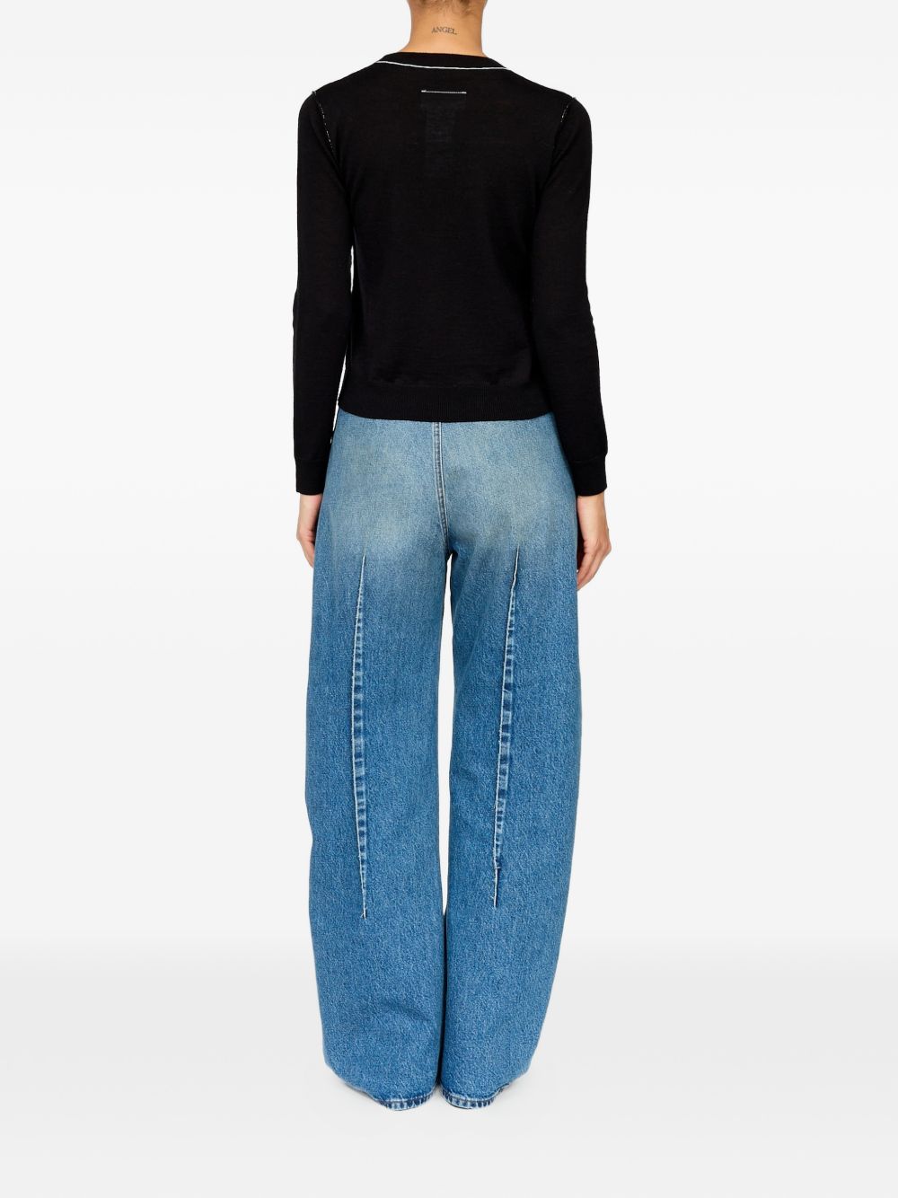 MM6 MAISON MARGIELA Maglia nera in lana con patch logo