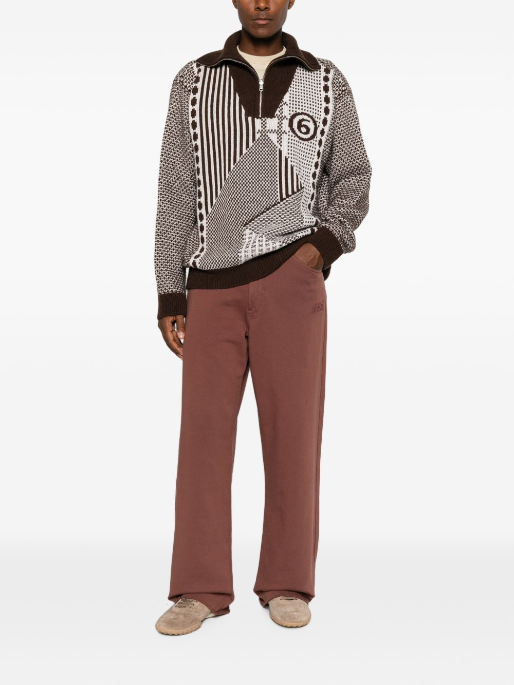 MM6 MAISON MARGIELA Pantaloni casual in cotone marrone con tasche