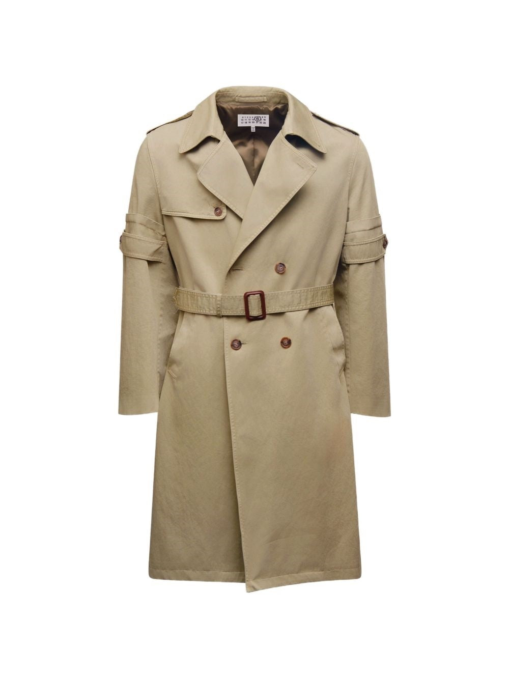 MM6 MAISON MARGIELA Trench impermeabile beige con cintura in vita