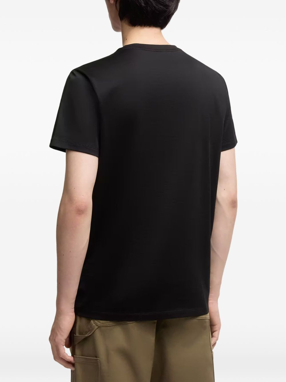 MONCLER T-shirt nera in cotone con logo ricamato