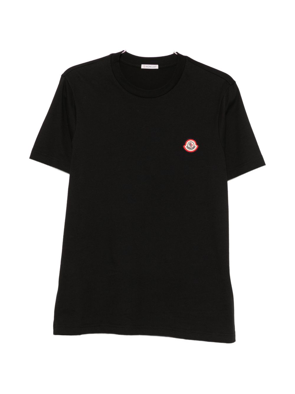 MONCLER T-shirt nera a maniche corte con logo sul petto