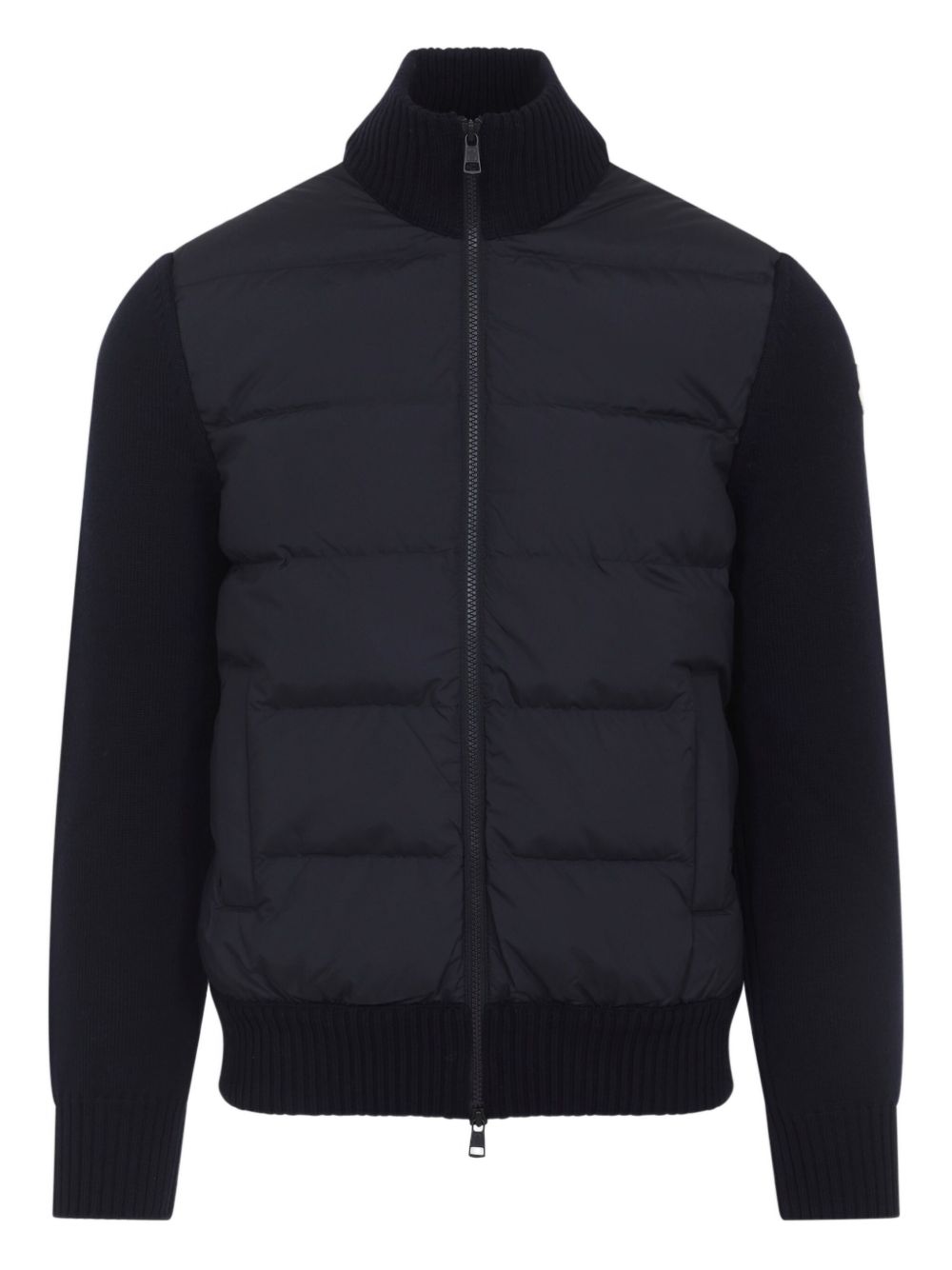 MONCLER Giacca bomber nera imbottita con tasche laterali