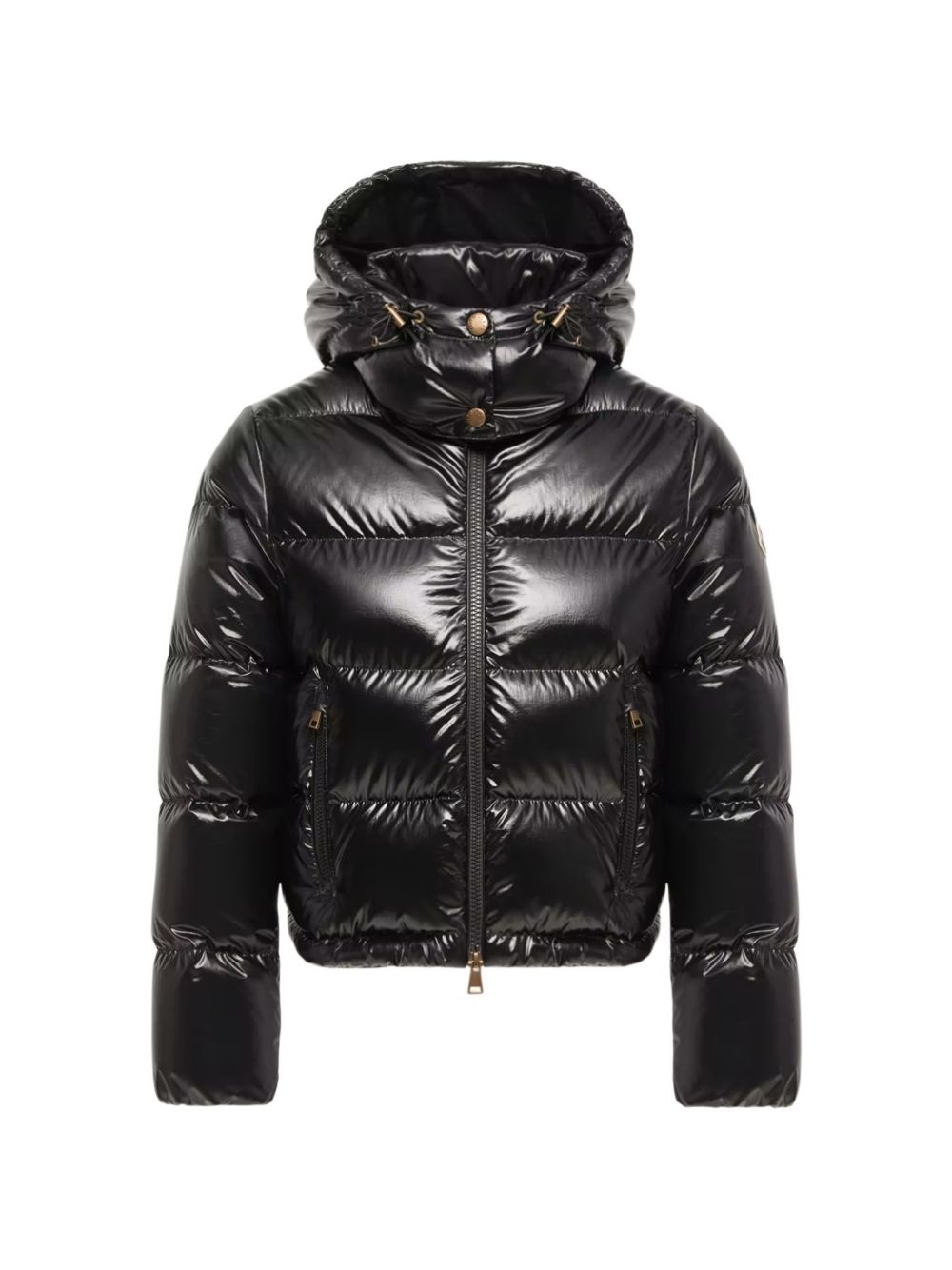 MONCLER Piumino corto lucido nero con cappuccio