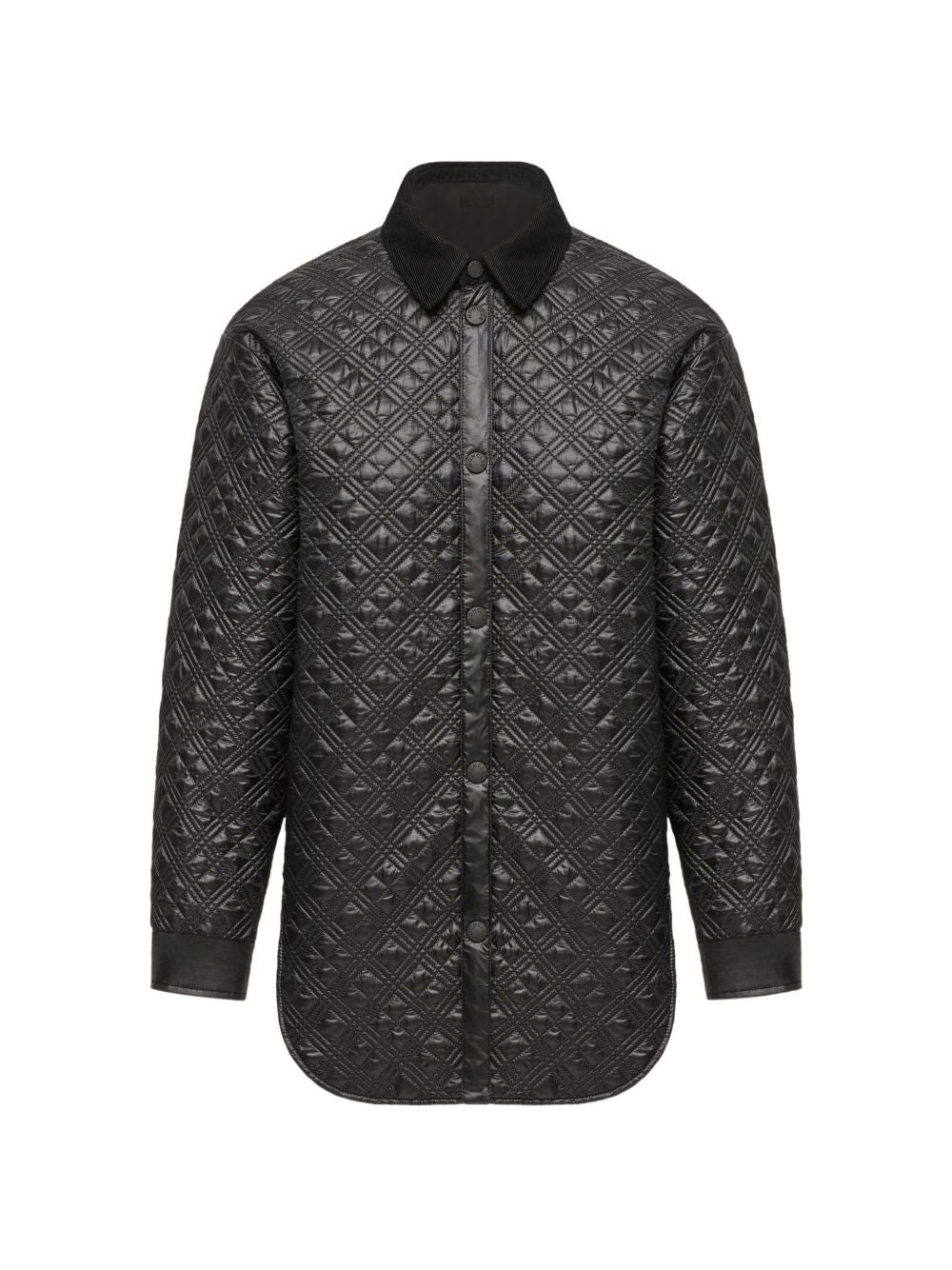 MONCLER Camicia trapuntata con colletto in velluto