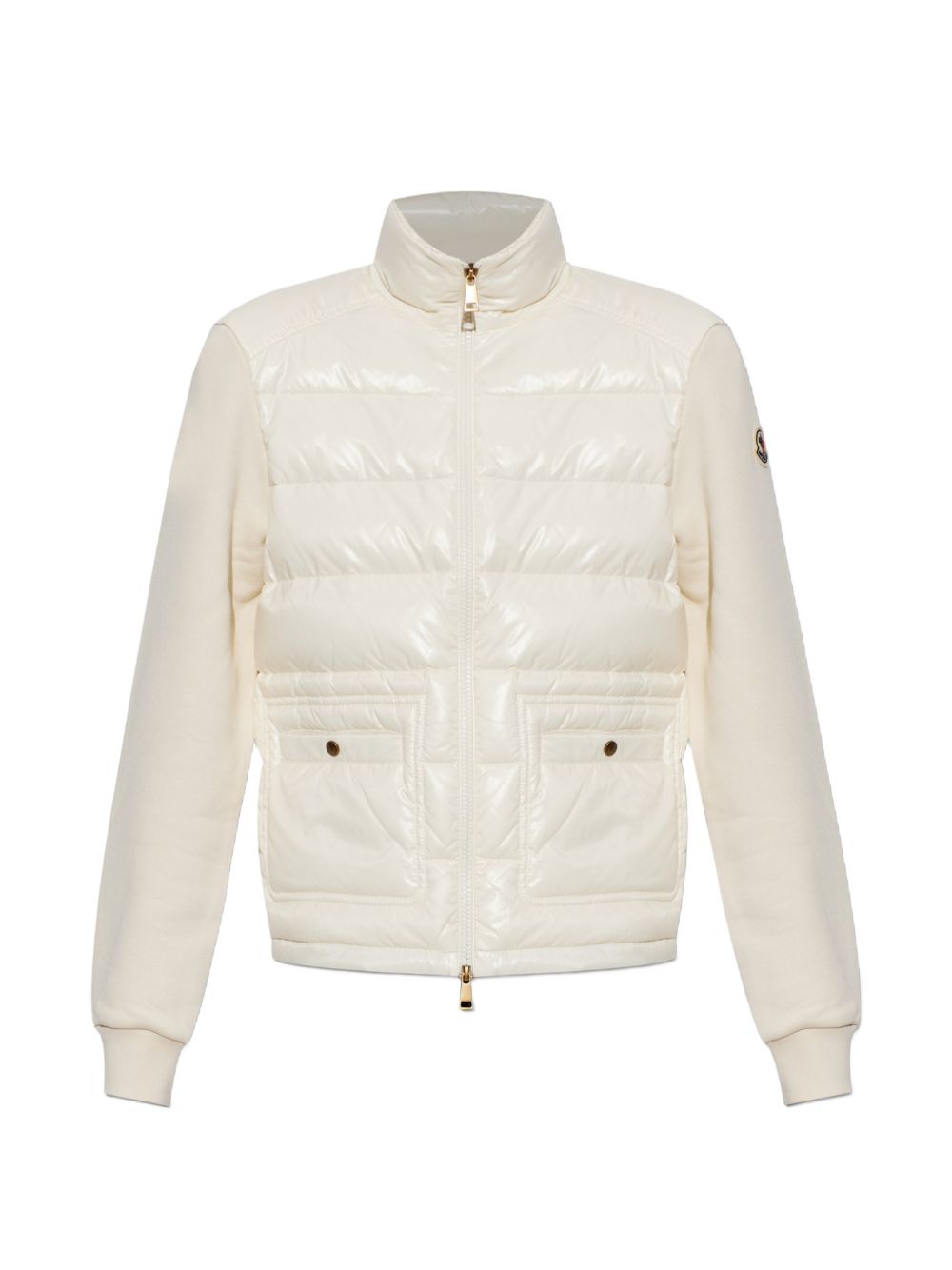 MONCLER Piumino corto bianco con tasche e collo alto