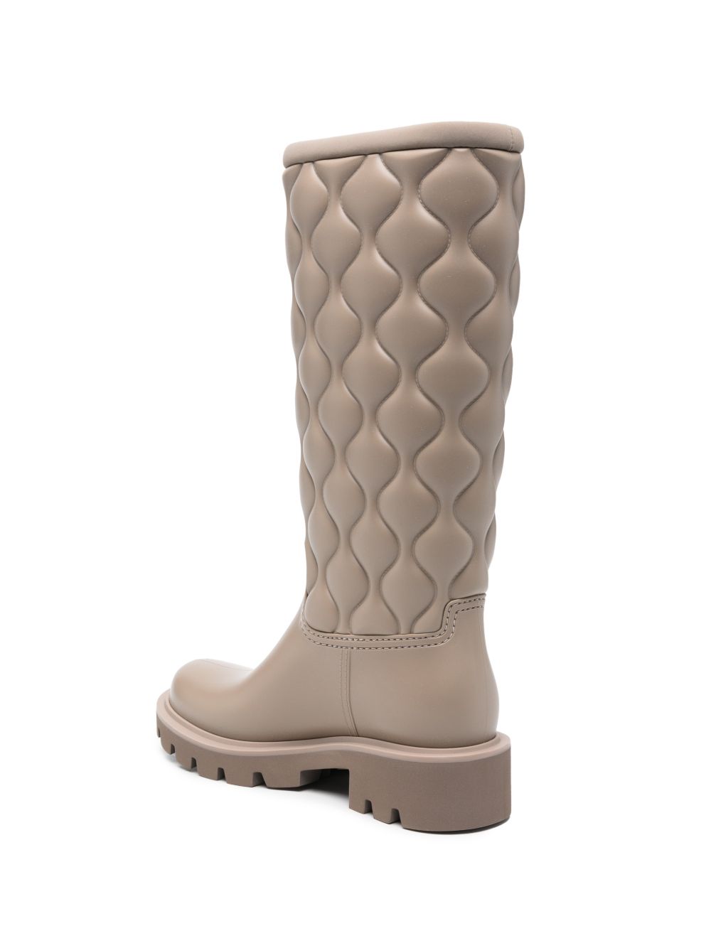 MONCLER Stivali Kickstream Quilt Rain Boots beige in gomma trapuntata