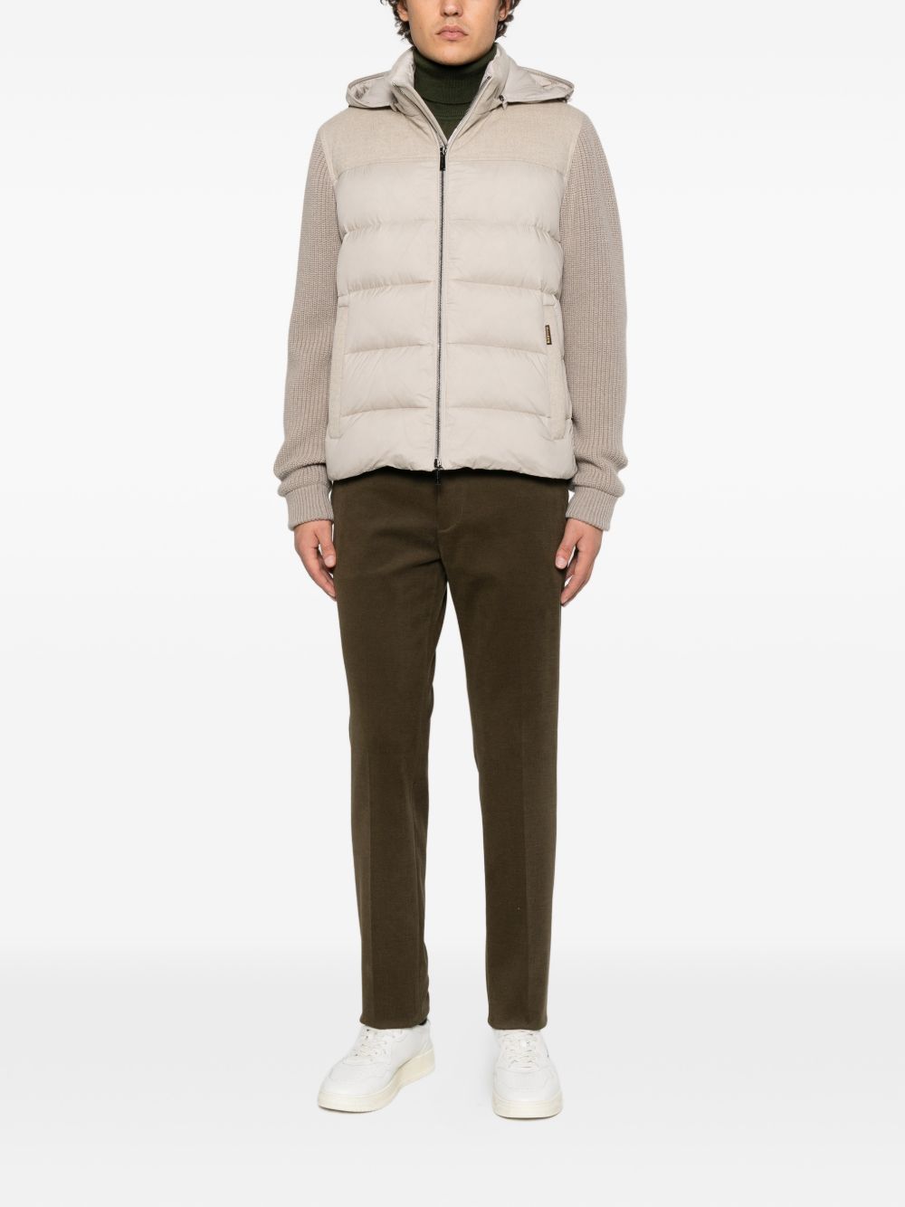 MOORER Piumino Allori beige con inserti in maglia