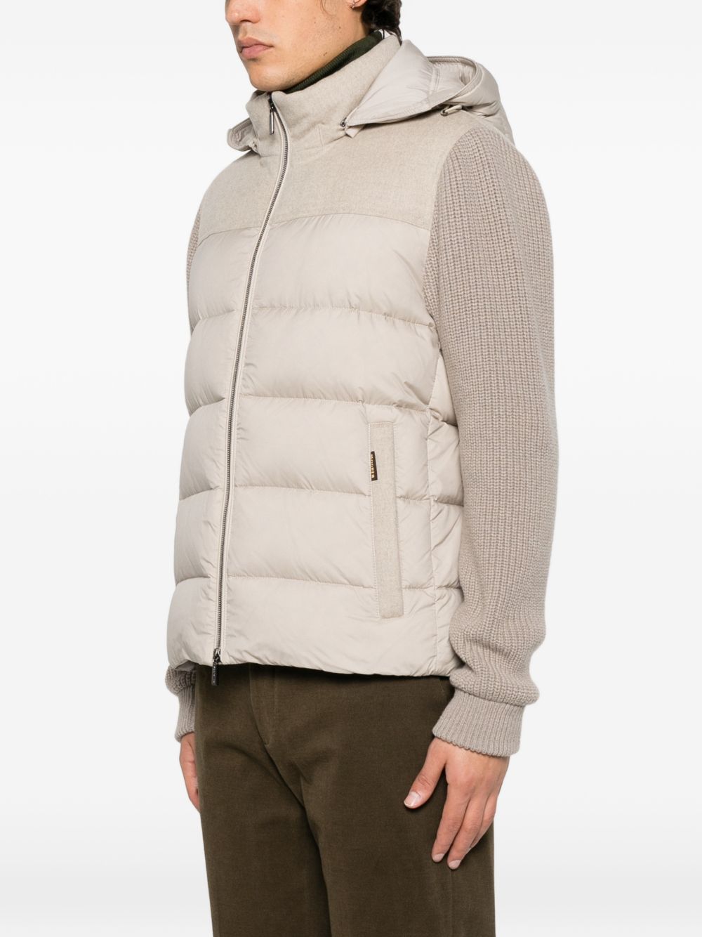 MOORER Piumino Allori beige con inserti in maglia