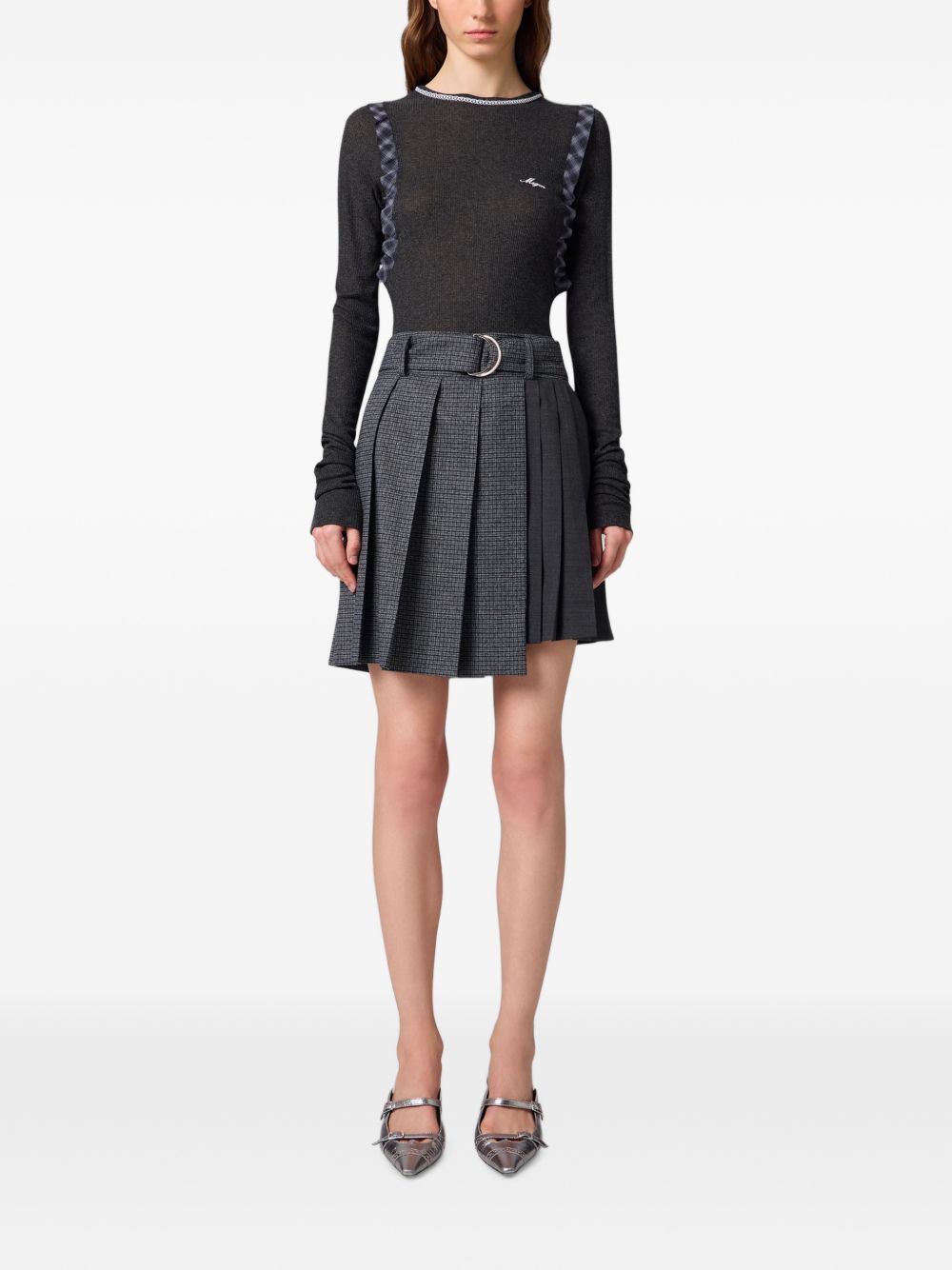 MSGM Gonna a pieghe a ventaglio in lana grigia