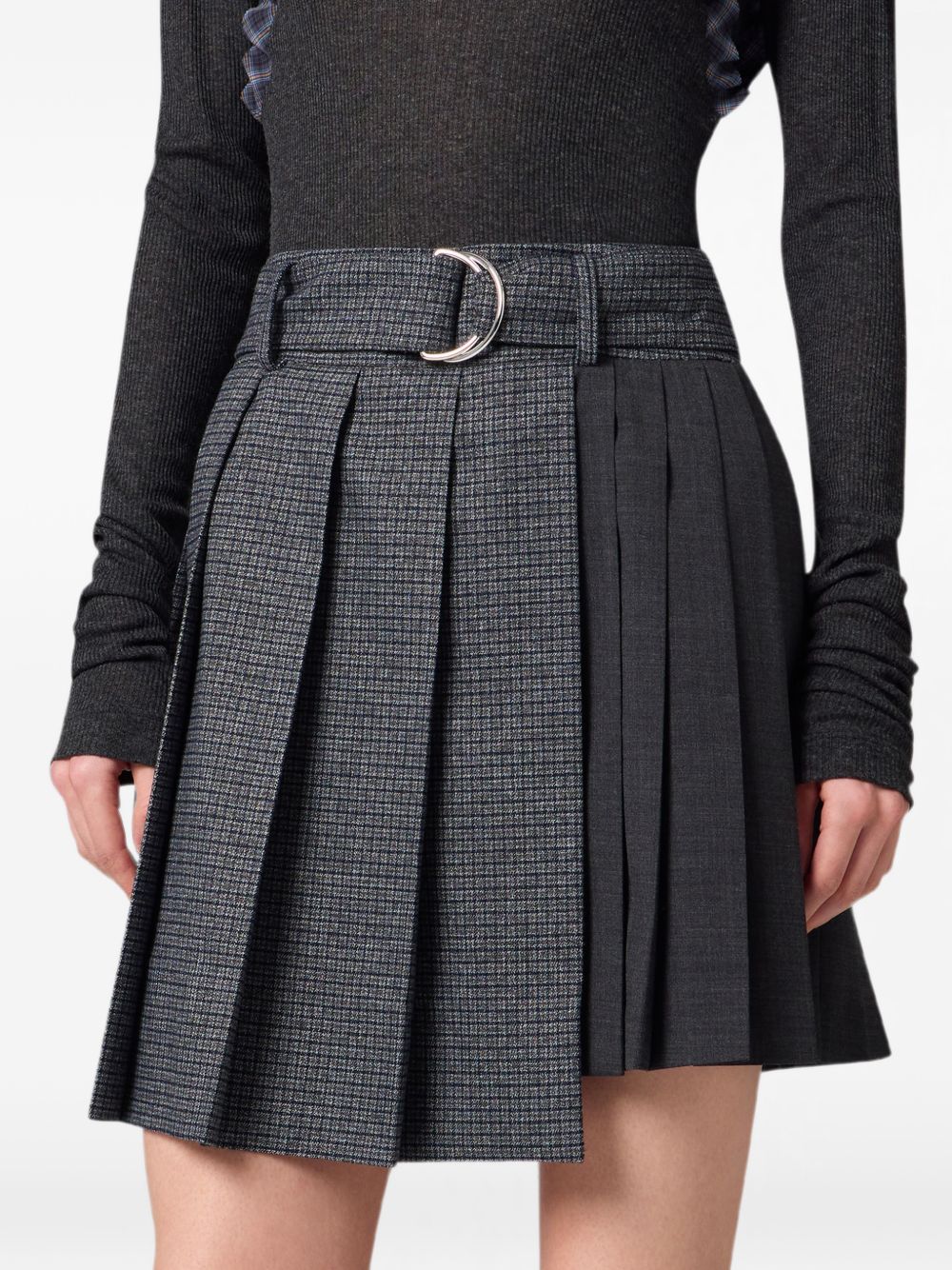MSGM Gonna a pieghe a ventaglio in lana grigia