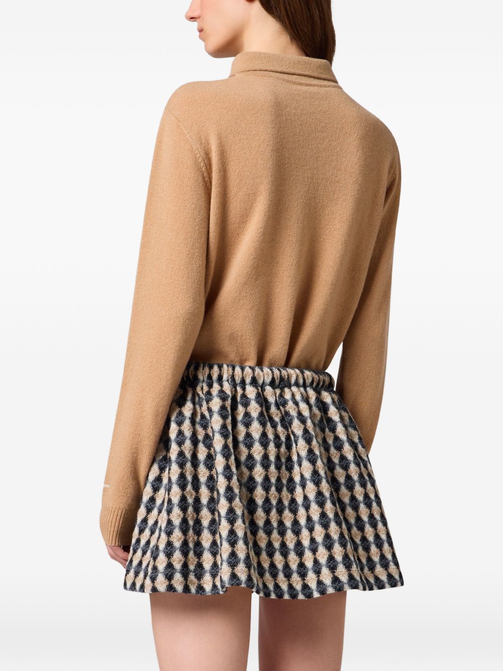 MSGM Maglia in cashmere a rombi rossi beige