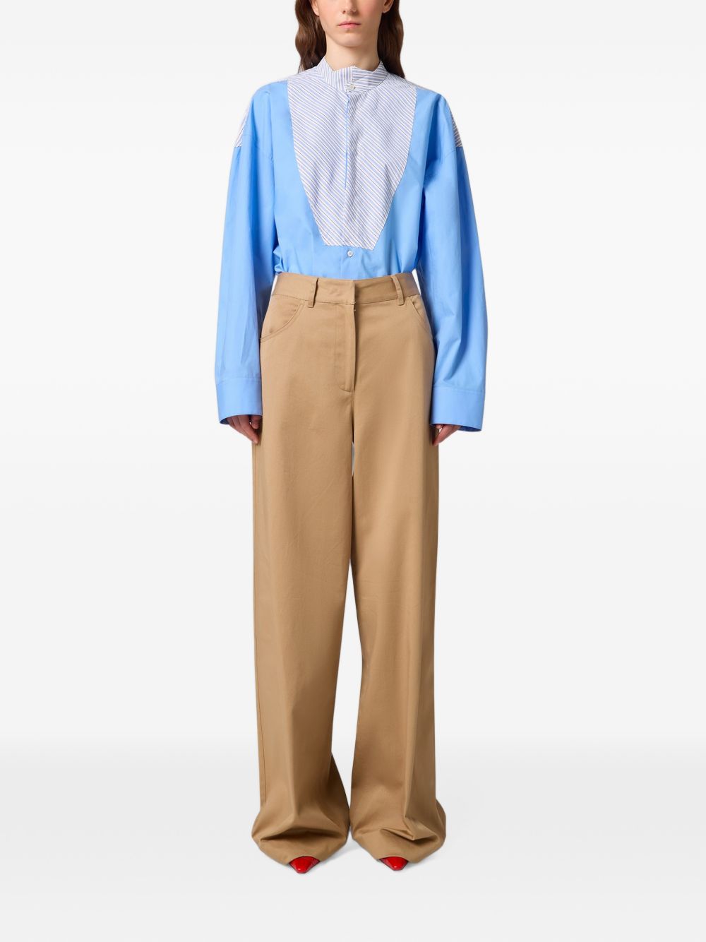 MSGM Pantaloni svasati con tasche beige