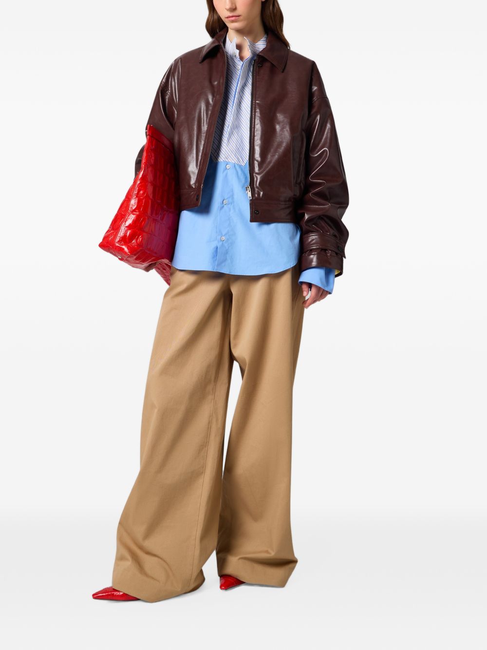 MSGM Pantaloni svasati con tasche beige