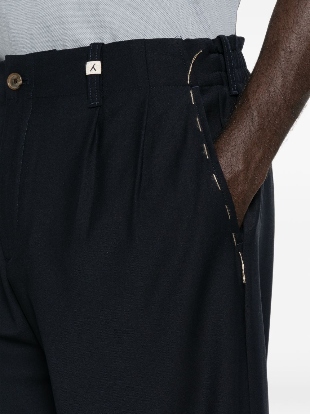 MYTHS Pantaloni blu in misto lana