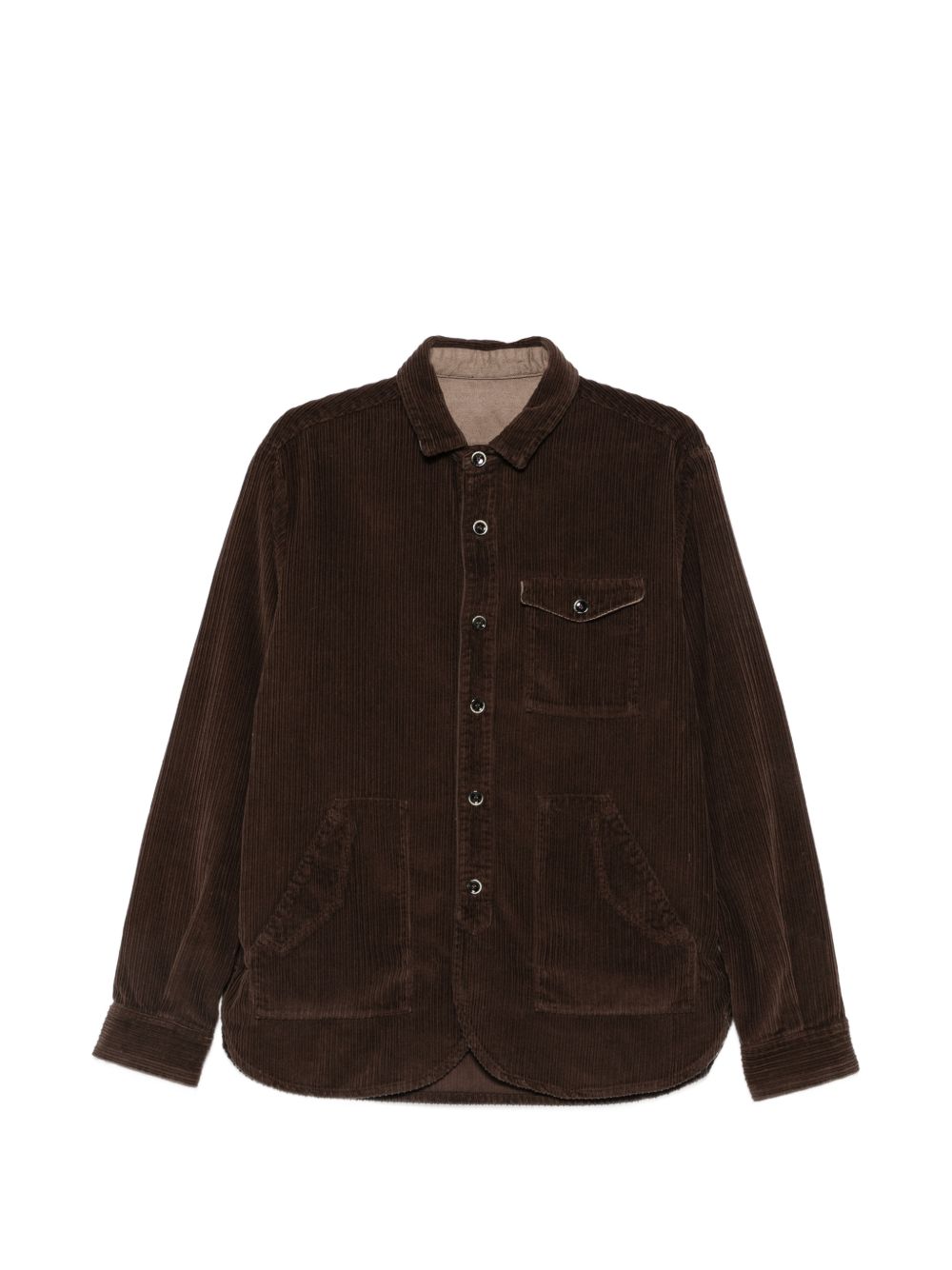 NINE IN THE MORNING Camicia marrone in velluto a coste con tasche